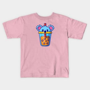 Cute Koala Boba Milk Tea Cup Cartoon Kids T-Shirt